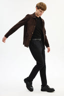 Adv Regular Fit Koyu Kahve Süet Mont