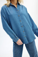 Adv Oversize İndigo Kadın Gömlek