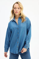 Adv Oversize İndigo Kadın Gömlek